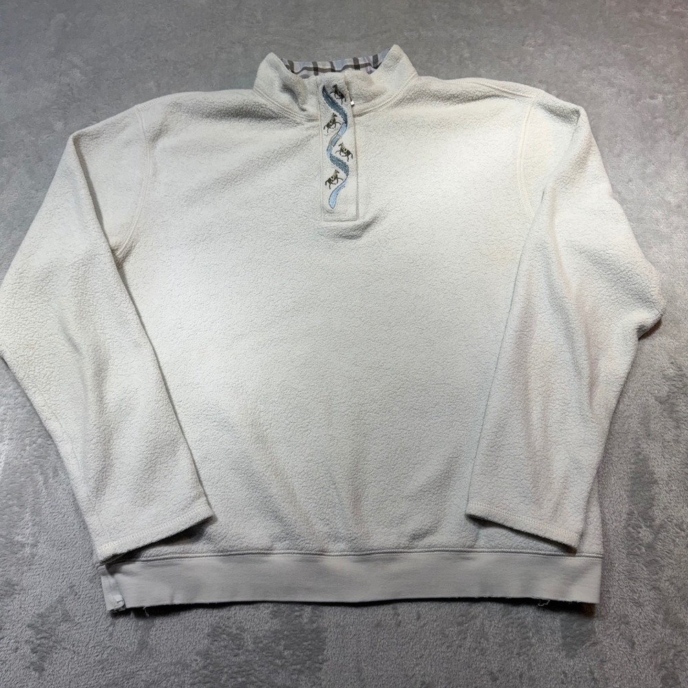 Vintage Monterey by Koret Horse Embroidery Fleece Pullover Size‎ M Cream Cotton